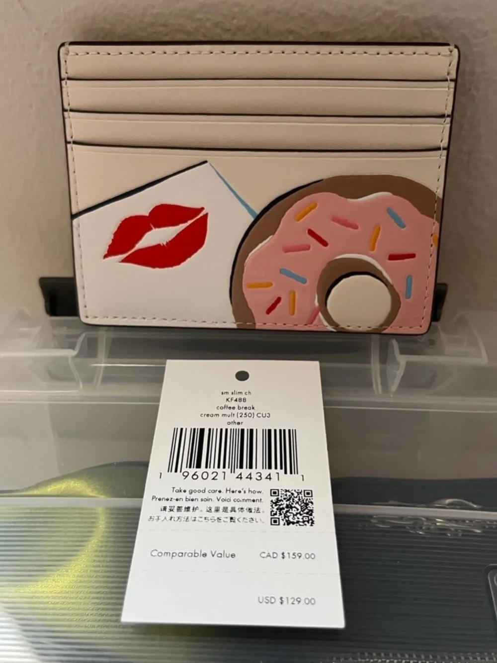 New Kate Spade Coffee Break Donut Small Slim Card Holder Wallet KF488